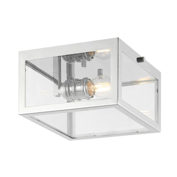 Eleanor 8" Farmhouse Industrial Square Iron/Glass Case LED Flush Mount - JONATHAN Y